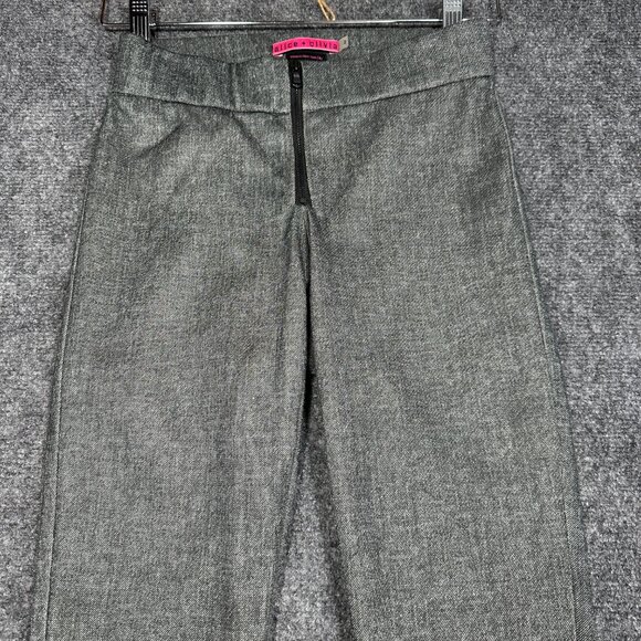 Alice + Olivia Pants Womens 2 Gray Cotton Blend Zip Fly Tapered Leg - Picture 3 of 7